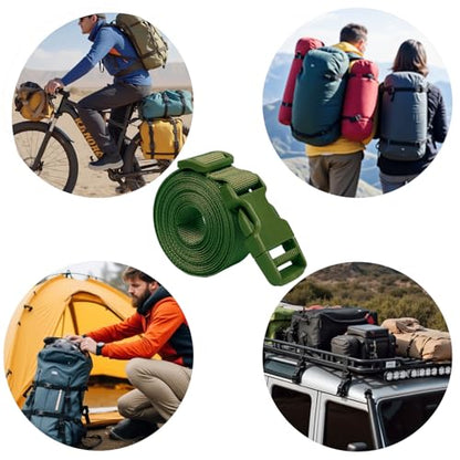 XTACER 1 Inch Molle Backpack Accessory Strap Luggage Straps Cover Strap Sleeping Bag Strap with Buckle (Green, 60) - color: GREEN, size: 60 Inches