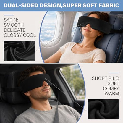 SPRING SEAON Airplane Eye Mask Head Holder, Double-Sided Sleep Support Soft - color: Black