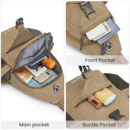G4Free Canvas Crossbody Sling Bag with RFID Blocking for Women Men - color: Light Tan