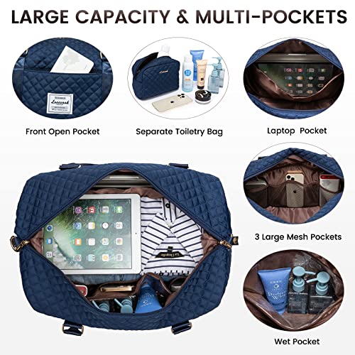 LOVEVOOK Travel Duffle Bag,Weekender Bags for Women with Shoe Compartment - color: Blue-a, size: Large-2 Pcs