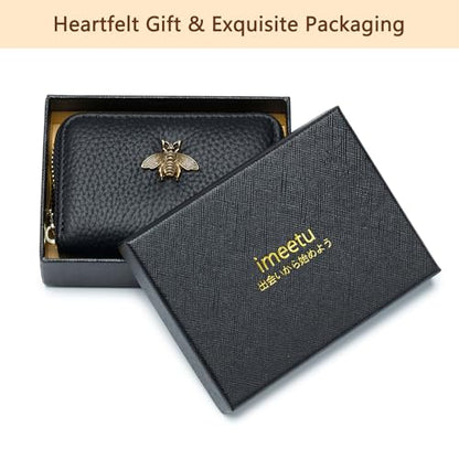 imeetu RFID Credit Card Holder, Small Card Wallet Women, Leather Card Case - color: Lite - Olive Green, size: Lite
