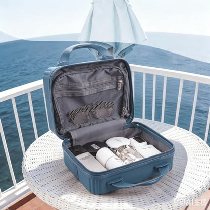 10" Hard Shell Travel Makeup Case with Lock, Blue - color: Blue
