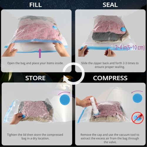 Vacuum Storage Bags 12 Pack Wireless Rechargeable Electric Pump for Travel - size: 12-Pack-C