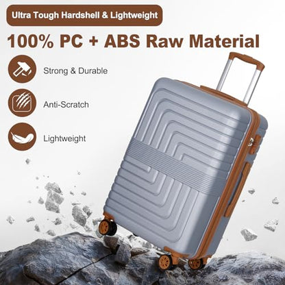 Romswi 30" Hardside Checked Luggage, Large Checked Suitcase with Dual 360° Spinner Wheels,Hardshell Suitcase with TSA Lock,YKK Zipper, Scratch-Resistant Silver - color: Silver, size: 30 Inch