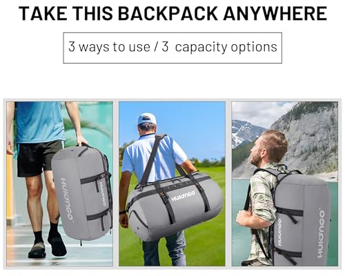 Hulongo Waterproof Duffel Bag Backpack for Men, Grey, 90L - color: Grey, size: 90L