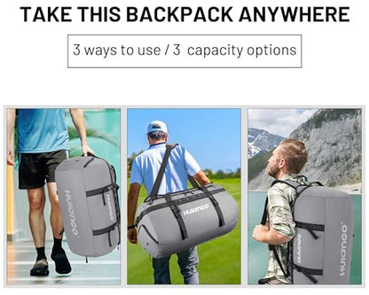 Hulongo Waterproof Duffel Bag Backpack for Men, Grey, 90L - color: Grey, size: 90L