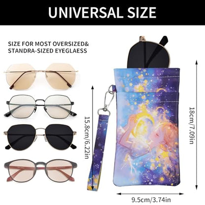 Double Eyeglass Case Soft Dual Glasses Case for Women Men Travel Squeeze Top Sunglasses Cases Eyeglasses Pouch - color: Blue Dream+cloud
