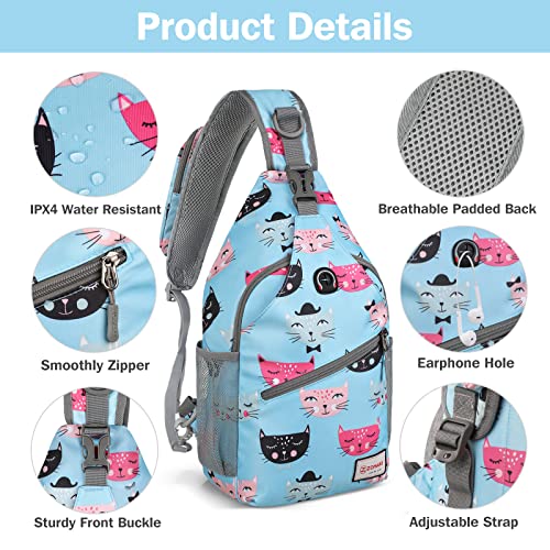 ZOMAKE Sling Bag,Small Crossbody Sling Backpack Shoulder Daypack for Travel - color: Cat Head, size: 8L
