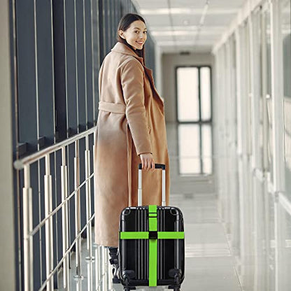 Chelmon Luggage Straps for Suitcases TSA Approved Travel Essentials 4 Pack - color: Green