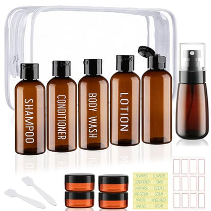 Travel Bottles for Toiletries 10 Pack 3.4oz Travel Size Containers - color: A-Brown