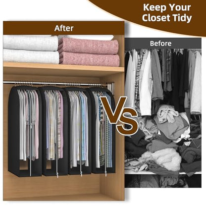 Black Garment Bags for Hanging Clothes, 4-Pack, 43" - color: Black, size: 43 inch