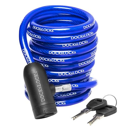 DocksLocks Coiled Security Cable Lock (5' to 25’ Lengths) with Keys, 25ft - size: 25ft