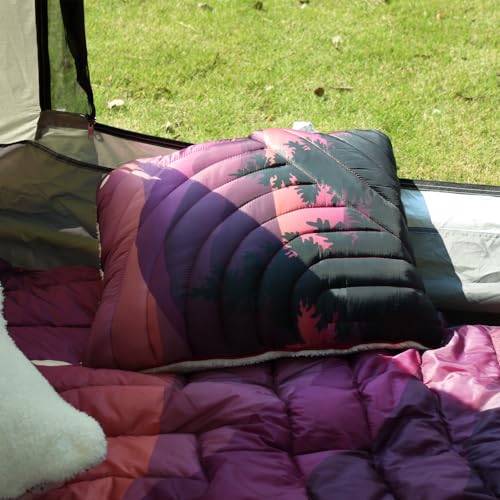 Camping Pillow Compressible Travel Pillow Lightweight Camp Pillow - color: Night, size: Large(Sherpa Lining)