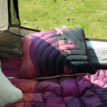 Camping Pillow Compressible Travel Pillow Lightweight Camp Pillow - color: Night, size: Large(Sherpa Lining)