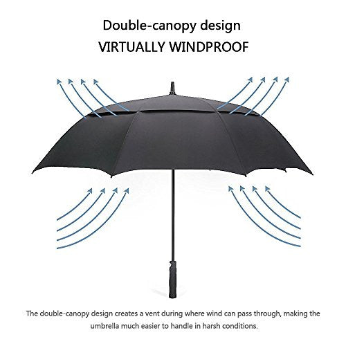 G4Free 47/54/62/68/72 Inch Golf Umbrella Windproof Auto Open Large Umbrella - color: Black, size: 54 inch