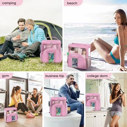 Attmu Mesh Shower Caddy Portable Dorm Room Essentials, Toiletry Tote Bag - color: Light Pink