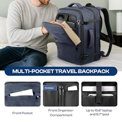 Backpack for Men, 45L-55L Travel Laptop Mochila Carry On Luggage - color: Blue, size: 3X-Large