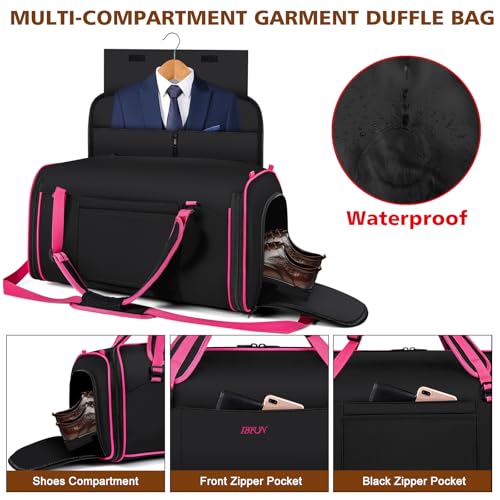 Convertible Garment Bag for Travel, 4-in-1 Backpack for Women Men, 3pcs 50L - color: C-Black Red