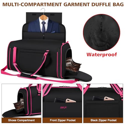 Convertible Garment Bag for Travel, 4-in-1 Backpack for Women Men, 3pcs 50L - color: C-Black Red