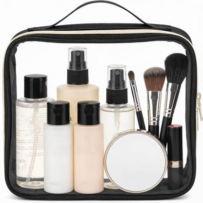 Clear Travel Bags for Toiletries 3Pcs,Clear Makeup Bag - color: 3pcs-Black