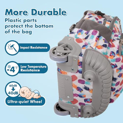 Tilami Rolling Backpack for Kids 19 inch with Lunch Bag Wheeled Laptop Backpack,Pine apples - color: Pine Apples
