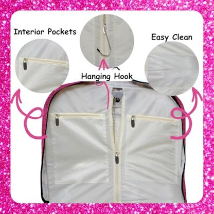 NGIL Glitter Travel Hanging Garment Bag (Glitter-Hot Pink) - color: Glitter-Hot Pink