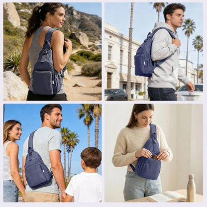 AOTIAN Crossbody Sling Backpack Sling Bag Travel Hiking Chest Bag Daypack - color: Blue Grey