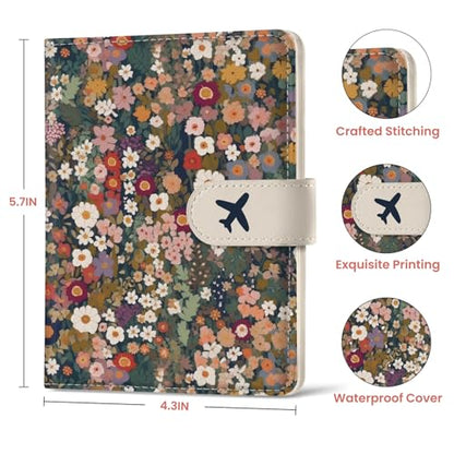Passport Holder for Travel, RFID Blocking Wallet with Magnetic Closure - color: G-Flower