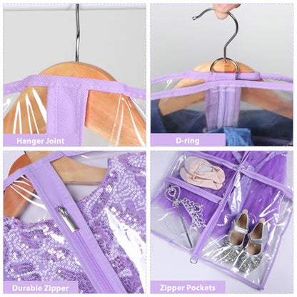 Zilink Clear Garment Bag for Dance Costumes Kids Garment Bag 40 in, 4 Pack - color: Clear Purple, size: 4 Pack