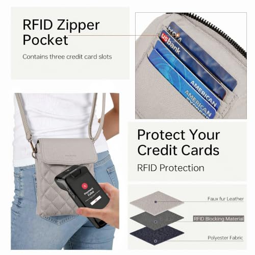 RFID Small Crossbody Bags for Women Cell Phone Purse for Travel - color: Grey
