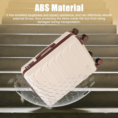 28 Inch ABS Hard Shell Large Luggage With Combination Lock and Side Hooks, Beige - color: Beige, size: 28 Inch