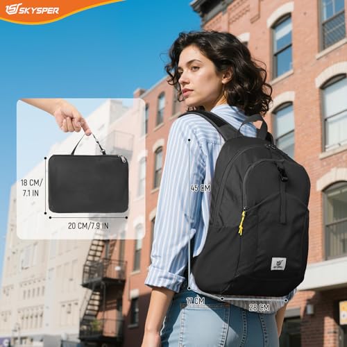 SKYSPER Small Packable Hiking Backpack 20L Anti-theift Travel Daypack - color: Black