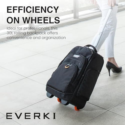 EVERKI Atlas Wheeled Laptop Rolling Backpack for Men & Women, Black - 30L - size: Atlas Original - 30L