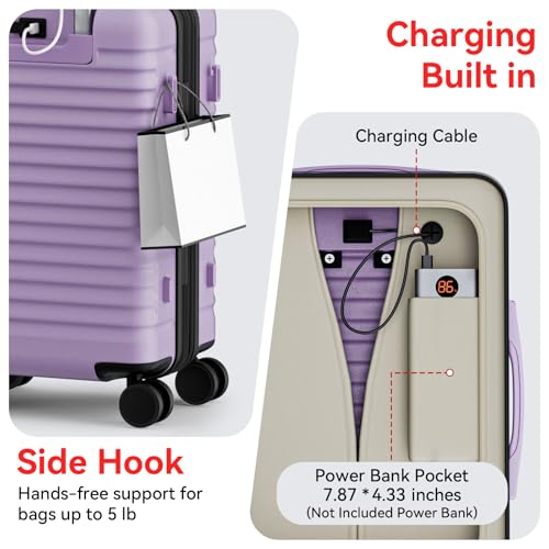 Carry On Luggage, Expandable PC HardShell Suitcase, Lilac, 20 in - color: Lilac, size: 20in