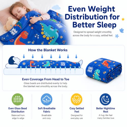 Dinosaur Weighted Blanket 5lbs Cool Small Heavy Throw Blanket Gifts 36"x48" - color: Blue Dinosaur, size: 36"×48" 5lbs