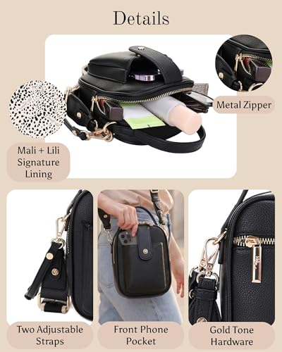 Mali+Lili Gail Vegan Leather Multi Compartment Crossbody Bag - color: Black