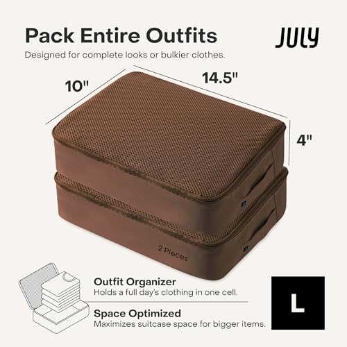 July Packing Cells, 4 Set Packing Cubes, Luggage Organizer Bags, Dark Brown - color: Dark Brown