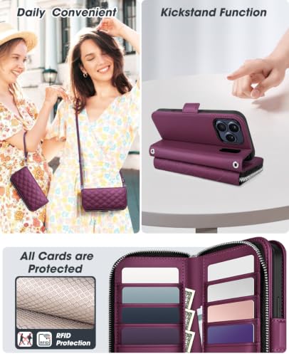 OCASE Crossbody Wallet Case for iPhone 18 Pro Max/ 17 Pro Max, Dark Cherry - color: Dark Cherry, size: iPhone 17 Pro Max/ iPhone 18 Pro Max