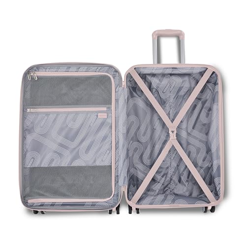 American Tourister Stratum 3.0 Large 28-Inch Spinner, Airline Approved, Durable Hardside Luggage, Expands 1.5", RightHeight™ Adjustable Handle, Pink Blush - color: Pink Blush, size: Large - Checked