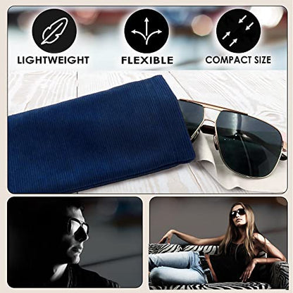 Soft Sunglasses case | Large Glasses Case Holder - Eyeglass Pouch Squeeze Top | Glasses pouch Lightweight Extra Layers - color: Ct8 Blue