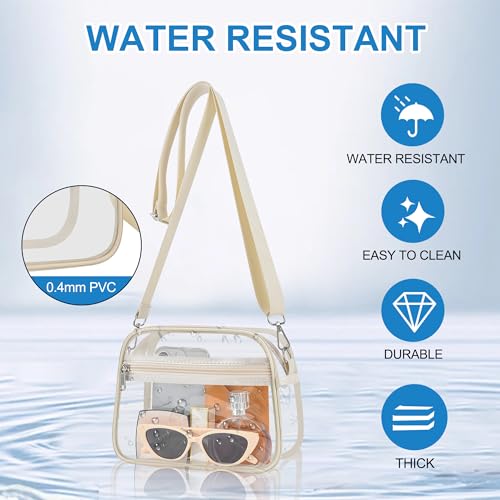 Clear Bag for Stadium Events Stadium Approved Women's Top-Handle Handbags - color: Cream, size: Large