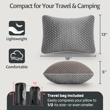 fulocean Small Cooling Memory Foam Pillows for Travel, Camping, Airplanes - size: M - 18 x 13 Inch