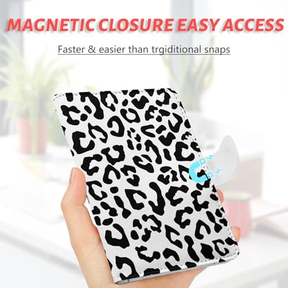 Passport Holder, Cute Travel Wallet Cover with RFID Blocking,Leopard | PU leather travel wallet with magnetic closure, card slots, pen loop, and easy access for passports and essentials. - color: K-Wild