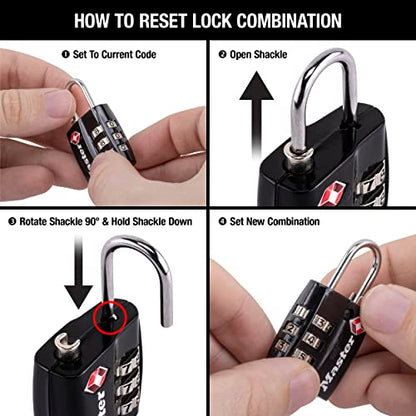 Master Lock TSA Approved Luggage Lock Black Backpack Lock 3-Pack 4680BLKEC3 - size: 3 Pack