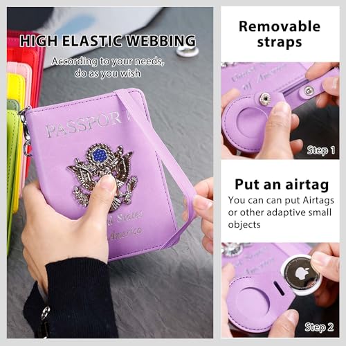 Passport Holder for Travel,Passport Cover Case with RFID (purple) - color: purple