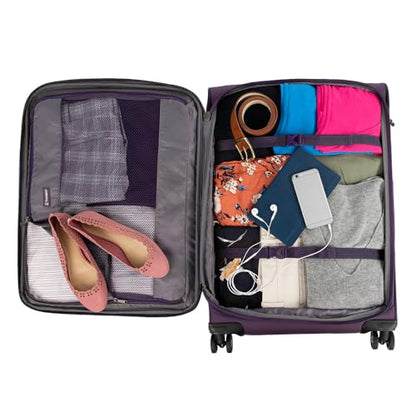 Travelpro Tourlite Softside 3-Piece Set, Expandable Luggage, 4 Spinner Wheels, Lightweight Suitcase, 21" Carry-On, 25" Checked Medium, 29 Check Large, Deep Purple - color: Deep Purple, size: 3-Piece Set (21/25/29)