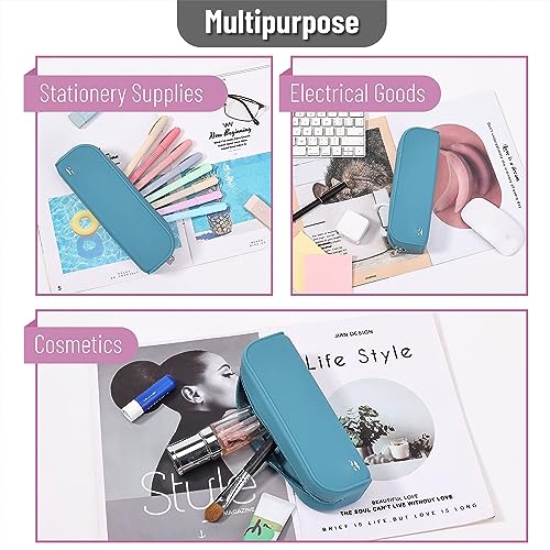 Mr. Pen- Silicone Pencil Case, Aesthetic Pencil Bag for Women, Makeup Pouch - color: Teal