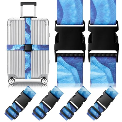 4 Pack Luggage Straps for Suitcases Adjustable Luggage Belt Suitcase Strap Travel Bag Accessories (Sky Blue(4 Pack)) - color: Sky Blue(4 Pack)
