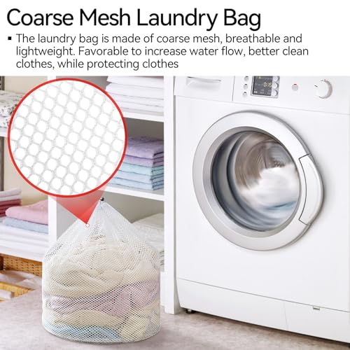 3Pcs Laundry Mesh Wash Bags, Drawstring Net Laundry Bag for Washing Machine, Mesh Laundry Wash Bags for Home Dorm Hotel Travel Use