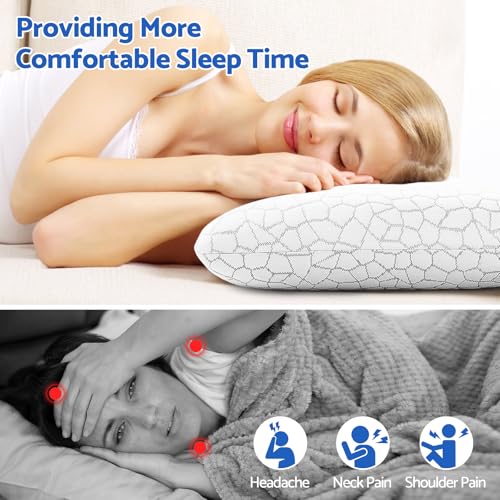 CushZone Memory Foam Pillow, Bed Pillow Neck Pillow for Sleeping - size: King Size